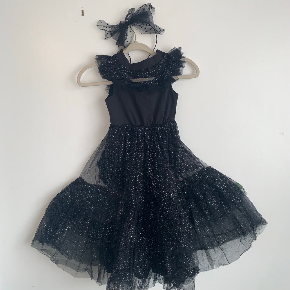 IBTOM CASTLE Girls Black Tulle Party Dress – Size 5–6Y